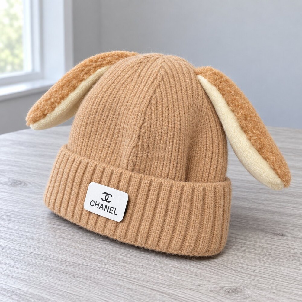 CHANEL Camel Bunny Ear Knit Beanie - Picture 4 of 6